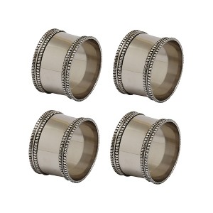 Design Imports Antique Band Napkin Ring Set/4, Silver - 1 of 4