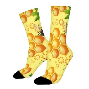 Bee Honeycomb Women Printed Crew Socks Funny Funky Socks Soft Polyester Novelty Gifts for Artists Men - 1 of 1