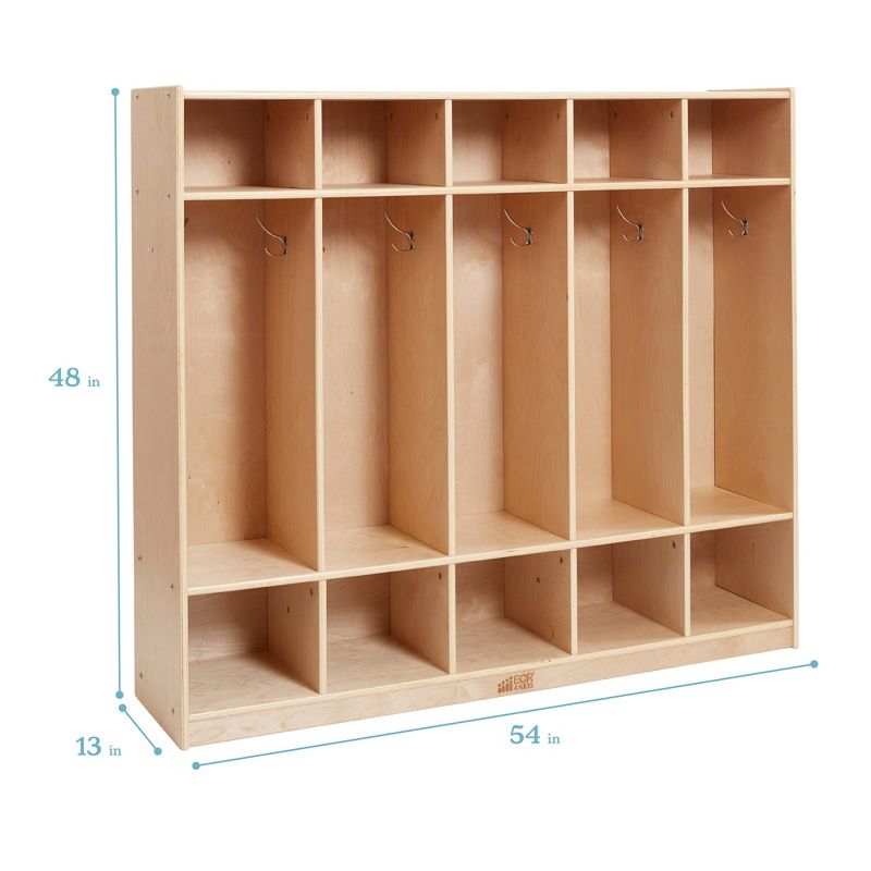 ECR4Kids 5-Section Straight Coat Locker, Classroom Furniture, Natural, 3 of 11
