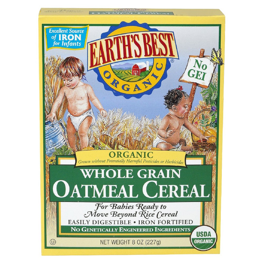 Earth's Best Organic Stage 2, Whole Grain Oatmeal Baby Cereal, 8 oz Box