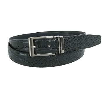 CTM Leather Croc Print Dress Belt with Clamp On Buckle