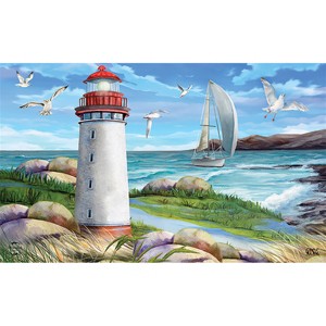 Coastal Lighthouse Summer Doormat Indoor Outdoor 30" x 18" Briarwood Lane - 1 of 4