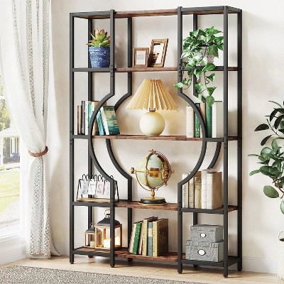Hommoo 5-Tier Industrial  Bookshelf Brown