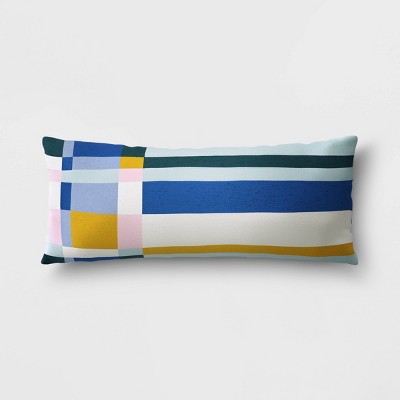 blue and white lumbar pillow