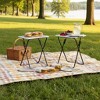 FurnitureR Folding TV Tray Tables, Foldable Side Table Dinner Trays, Marble Print Finish Snack Tables for Bed Couch Sofa, Space Saving, 2PCS, White - 2 of 4