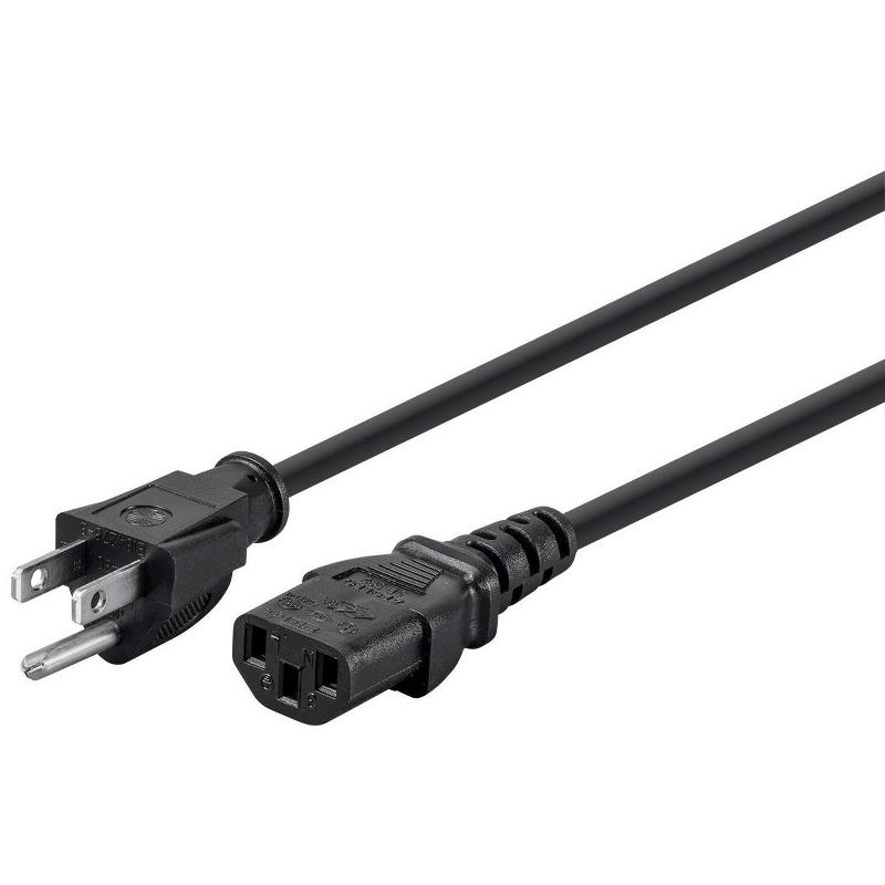 Monoprice 3-Prong Power Cord - 6 Feet - Black | NEMA 5-15P to IEC 60320 C13, 14AWG, 15A, 1 of 7