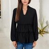 Anna-Kaci Women's Long Sleeve Tiered Babydoll Blouse with V-Neck for Casual Looks - 2 of 4