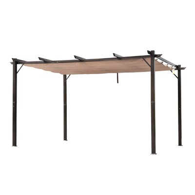 Outsunny Outdoor Retractable Pergola Canopy, Aluminum Patio Pergola, Backyard Shade Shelter for Porch Party, Garden, Grill Gazebo