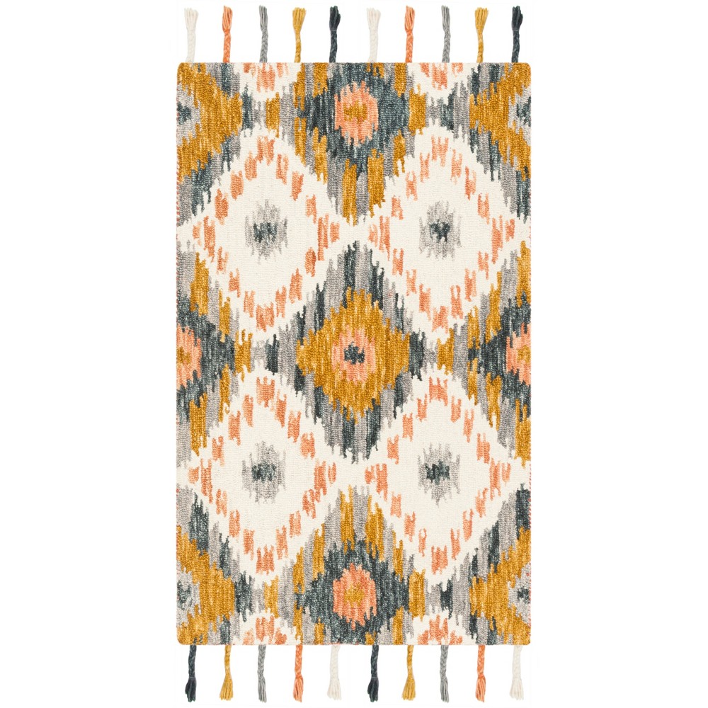 3'x5' Geometric Hooked Accent Rug Ivory/Gold - Safavieh