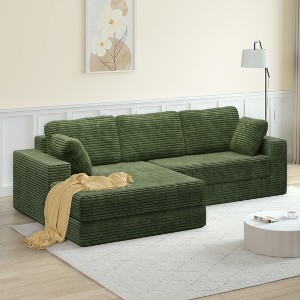 NicBex Couches for Living Room L shape Modular Sectional Sofa Left Sofa Seat Corduroy Upholstered Compressed Sofa Couch Unfold Into a Bed - 1 of 4