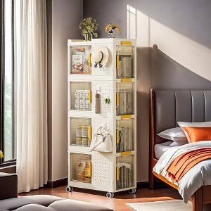 VYNXARIA 4-Tier Rolling Storage bookcase with Wheels, Large Capacity Storage bins - 1 of 4