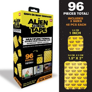 Alien Tape Pre Cut Double Sided Mounting Tape 96 Piece Multipurpose Removable Waterproof Adhesive Grip Pads - 1 of 4