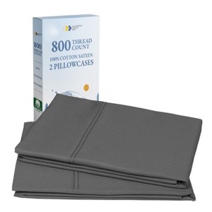 Luxury Pillowcase Set - 800 Thread Count 100% Cotton Sateen, Soft & Cooling Pillowcases by California Design Den - 1 of 4