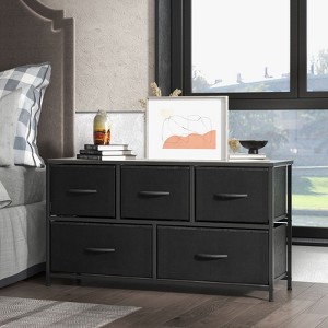 CAVINAS 5 Dresser for Bedroom with Fabric Bins and Black Metal Handles Design,Modern Chest of Drawers,Freestanding Dresser for Bedroom - 1 of 4