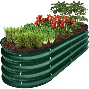 Best Choice Products 4x2x1ft Outdoor Raised Metal Oval Garden Bed, Planter Box for Vegetables, Flowers - 1 of 4