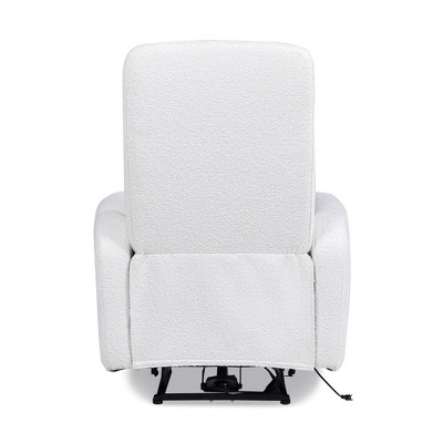 Chiffon White Power Recliner with Boucle Upholstery