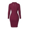 Coolmee Work Midi Dresses for Women Long Sleeve Elegant Wrap Business Church Office Sheath Dress with Button - 4 of 4
