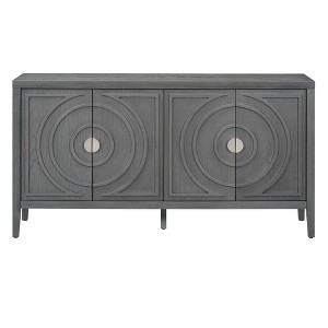 Hostack Retro Sideboard with Circular Groove Design, Round Metal Door Handle for Entrance and Living Room, Gray - 1 of 4