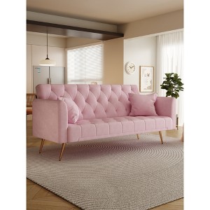 SKRAN 71 inch convertible love seat sofa, American retro velvet, suitable for small living room, bedroom, office - 1 of 4