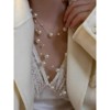 Attop Gold multi-strand imitation pearl necklace, vintage long white pearl necklace - 3 of 4