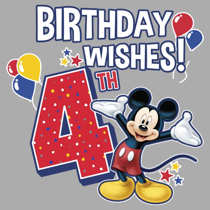 Boy's Disney Mickey Mouse 4th Birthday Wishes T-Shirt, 2 of 6