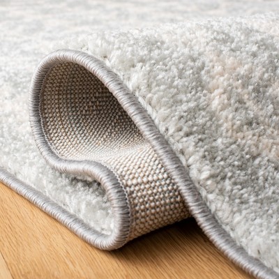 Light Grey and Ivory Synthetic Reversible Area Rug