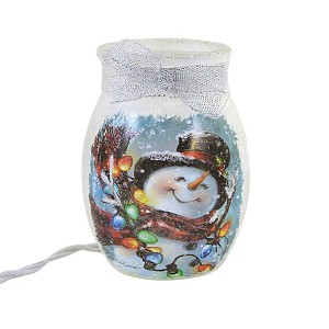 Stony Creek 4.0 Inch Delightful Snowman Small Jar Electric Christmas Winter Novelty Sculpture Lights - 1 of 3