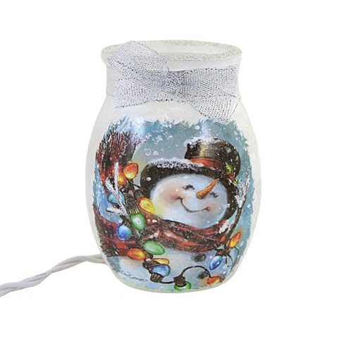 Stony Creek Delightful Snowman Small Jar - One Electric Jar 4.0 Inches -  Electric Christmas Winter - Dgs2280 Cardinal - Glass - Multicolored