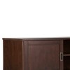 60" Solid Rubberwood Hardwood Mid Century Modern Low TV Media Stand with Cord Management, Adjustable Shelves and Antique Brass Hardware - 2 of 4