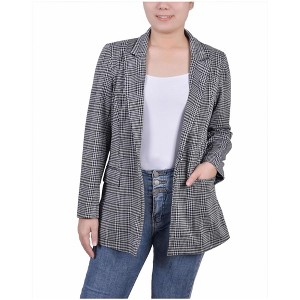 NY Collection Womens Long Sleeve Ponte Glen Check One Button Blazer Jacket - 1 of 1