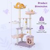 Angel Sar 66" Multi-Level Cat Tree with Sisal Scratching Posts, Tall Cat Tower with Condo, Hammock & Basket Bed, Pink & Purple - 3 of 4