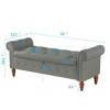 Kumasinova 63 Inch Velvet Storage Ottoman,Rectangular Entryway Bench with Wood Legs for Bedroom and Living Room,End of Bed,Gray - 3 of 4