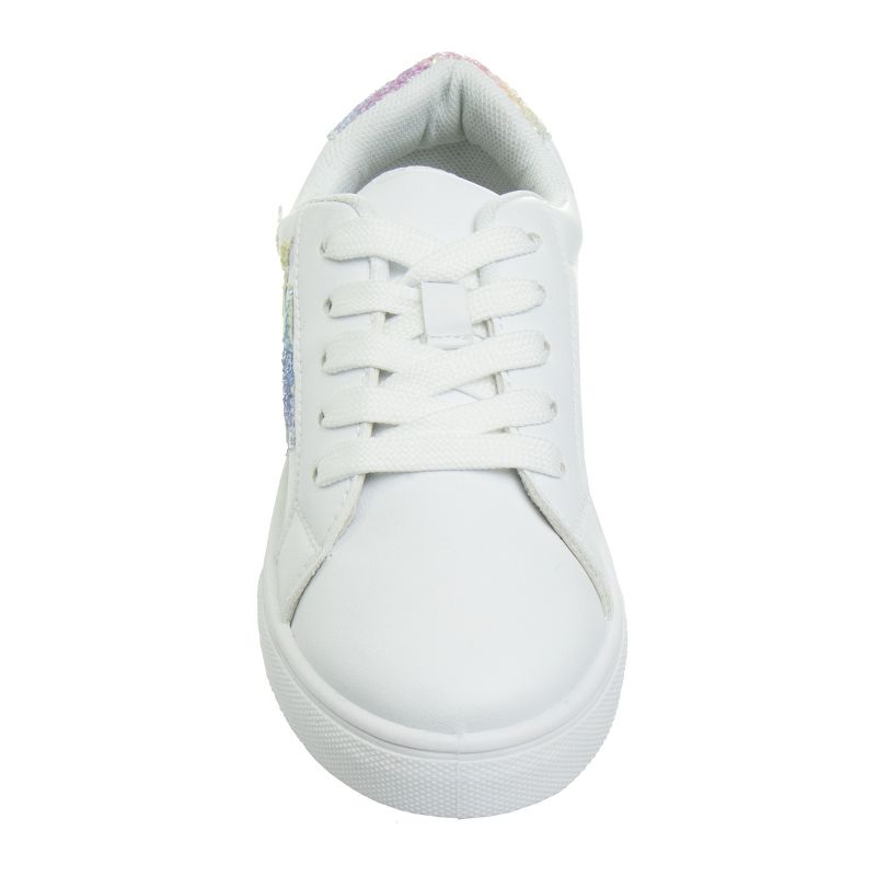 Kensie Girls White Casual Sneakers with Lace Up Closure and Glittery Accents  (Little Kid/Big Kid), 4 of 9