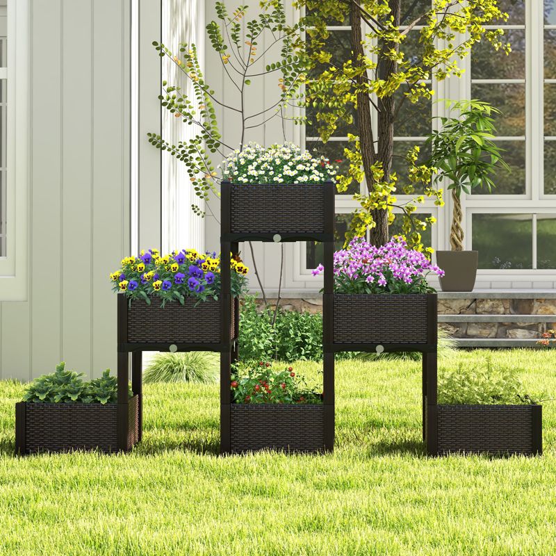 Tangkula Outdoor 2 Set/4 Set Planter Vertical Elevated Raised Garden Bed Planter Box Kit for Backyard Patio, 2 of 10