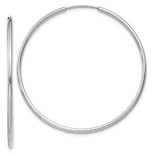 Black Bow Jewelry 1.5mm, 14k White Gold Endless Hoop Earrings, 40mm (1 1/2 Inch) - 1 of 4