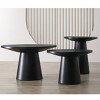 Dwen Small Console Tables, 35'' Width with Grain Paper Round Top Pedestal Console Table Behind Couch-Maison Boucle - 3 of 4