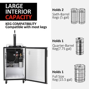 Taste the Perfect Beer with Beer Kegerator: Single Tap Draft Beer Dispenser, Stainless Steel, Drip Tray, CO₂ Tank, Lockable Wheels - 1 of 4