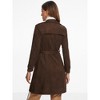 Allegra K Women's Faux Suede Belted Long Zipper Jacket - 3 of 4