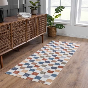 Hauteloom Alie Gray Checkered Washable Area Rug - 1 of 4