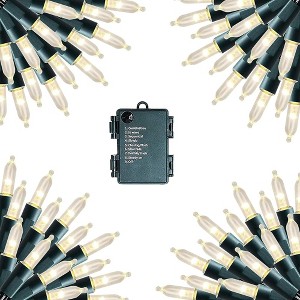 Dazzle Bright Battery Operated Clear Mini Christmas Sting Lights Waterproof with 8 Modes - 1 of 4