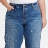 Women's Mid-Rise Embroidered Daisy Baggy Jeans - Universal Thread™ Medium Wash - 3 of 4