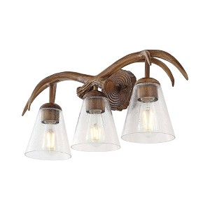 JONATHAN Y Wyatt 25.5" 3-Light Southwestern Resin/Seeded Glass Faux Antler LED Vanity Light: UL Listed, Includes Mounting Hardware - 1 of 4