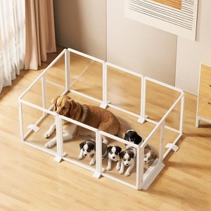 Docred Clear Acrylic Pet Playpen 25.6"H Transparent Dog Fence with Support Feet Sturdy Indoor Enclosure for Puppy Cat Rabbit Easy to Assemble - 1 of 4