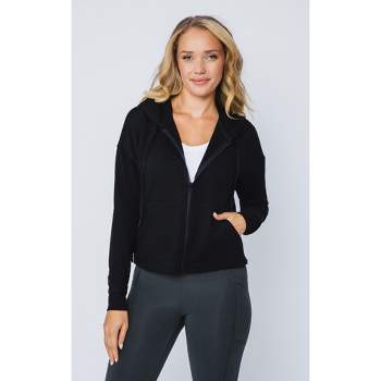 90 Degree By Reflex Terry Brushed Hoodie Jacket With Side Slit And Kangaroo  Pocket - Chateau Gray - Small : Target