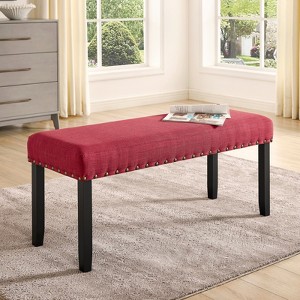 Roundhill Furniture Biony Fabric Dining Bench with Nailhead Trim - 1 of 4
