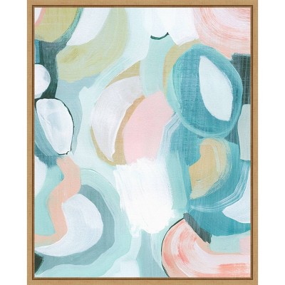 Pastel Garden Abstraction II Canvas Print with Maple Frame