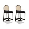 26.5" Curved Back Cane Rattan Bar Stool Set Of 2,Upholstered Kitchen Chairs With Wooden Legs,Armless Living Room Chairs-Cuddelewood - 2 of 4