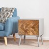 Gulches Gray Framed Finish 24 Inches High Nightstand 2 Natural Finish Drawers Gray Legs - 3 of 4