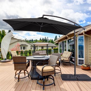 Sonkuki 8.2 x 8.2 Ft. Patio Offset Umbrella With Base for Garden, Backyard and Poolside - 1 of 4