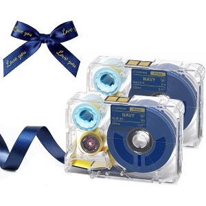 Phomemo A30 Exclusive Embellish Gold Print on Navy Satin Ribbon - Navy Blue - 1 of 4